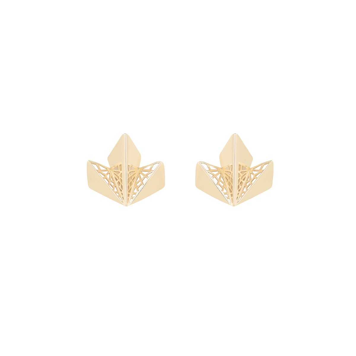Hand Pierced Gold Crown Leaf Earrings