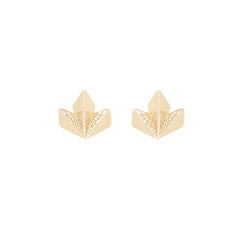 Hand Pierced Gold Crown Leaf Earrings