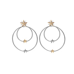 Alpha Star Stud Earrings With Double Hoops