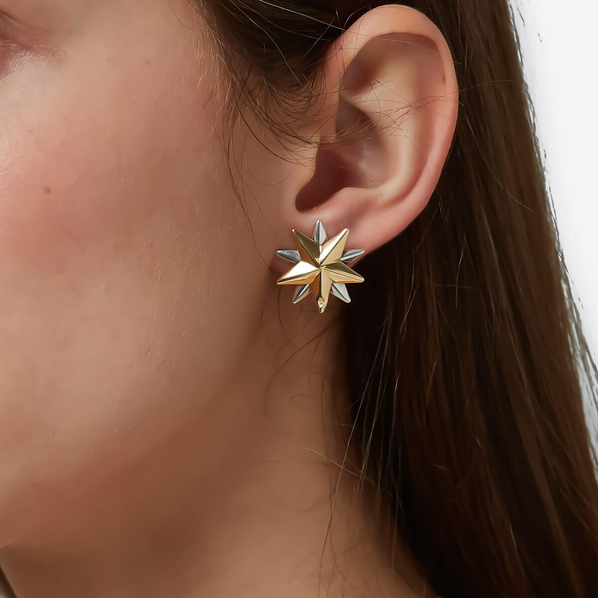 Nova Star Stud Earrings With Double Hoops